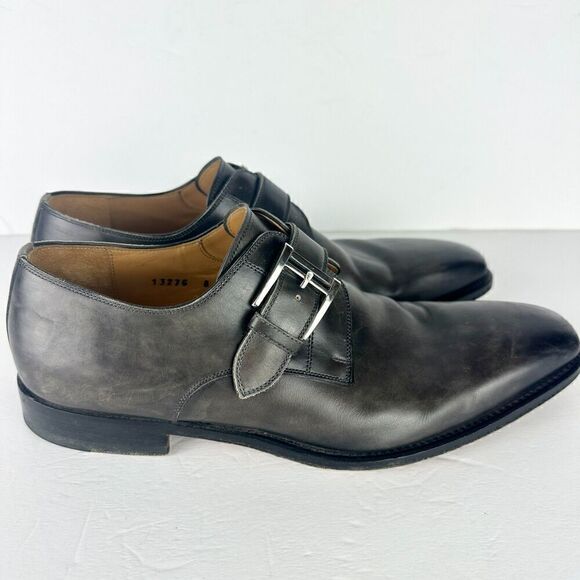 Magnanni Marco Monk Strap Leather Dress Shoe Size 8 Gray Plain Toe main image 4